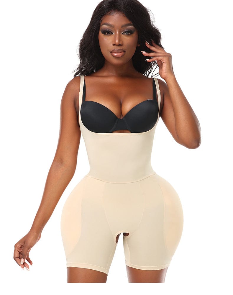 Valantomode | Removable Hip Pads Open Bust Shapewear Bodysuit