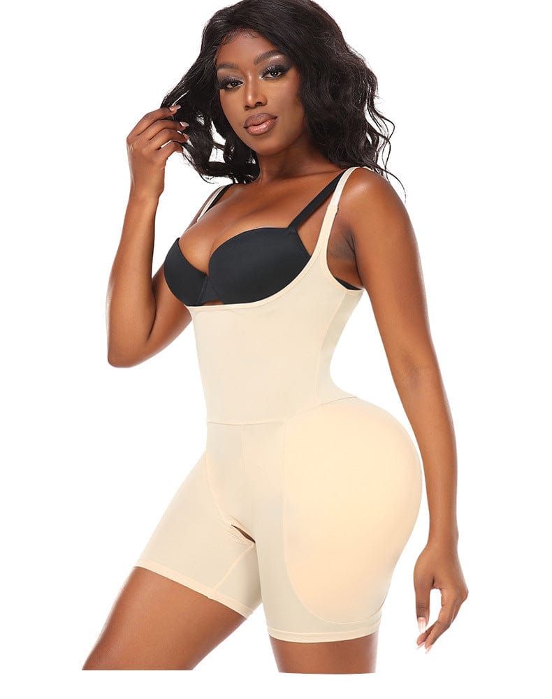 Valantomode | Removable Hip Pads Open Bust Shapewear Bodysuit