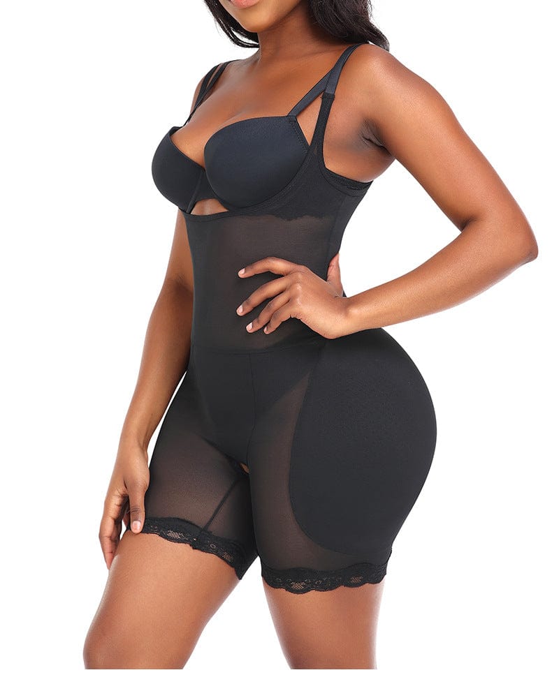 Valantomode | Lace Shaping Bodysuit with Open Bust and Hip Pads