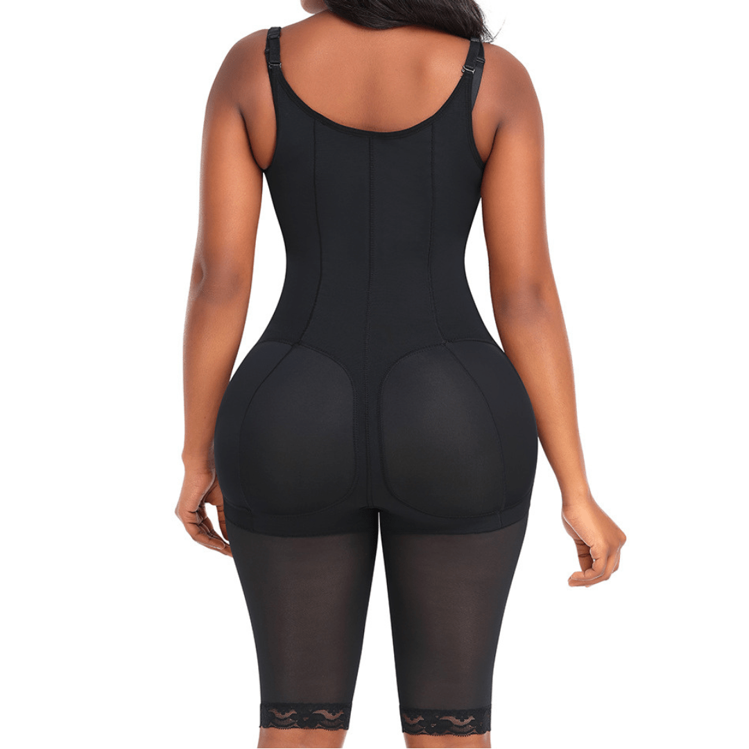 Valantomode | Adjustable Strap Open Bust Shapewear Bodysuit with Front Zipper