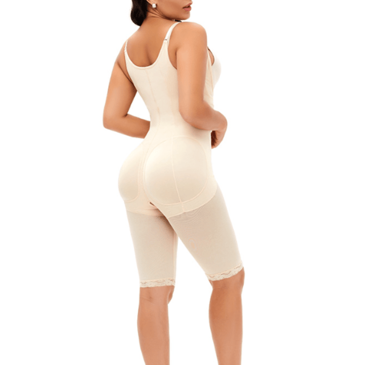 Valantomode | Adjustable Strap Open Bust Shapewear Bodysuit with Front Zipper