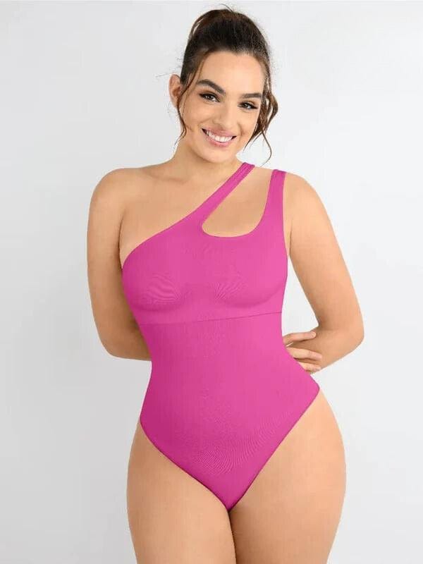 Valantomode | One-Shoulder Shapewear Bodysuit with Tummy Control