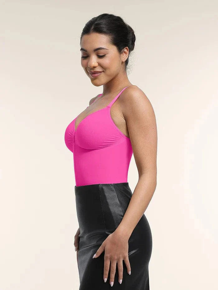 Valantomode | Plunge Front Zip Tummy Control Shapewear Bodysuit