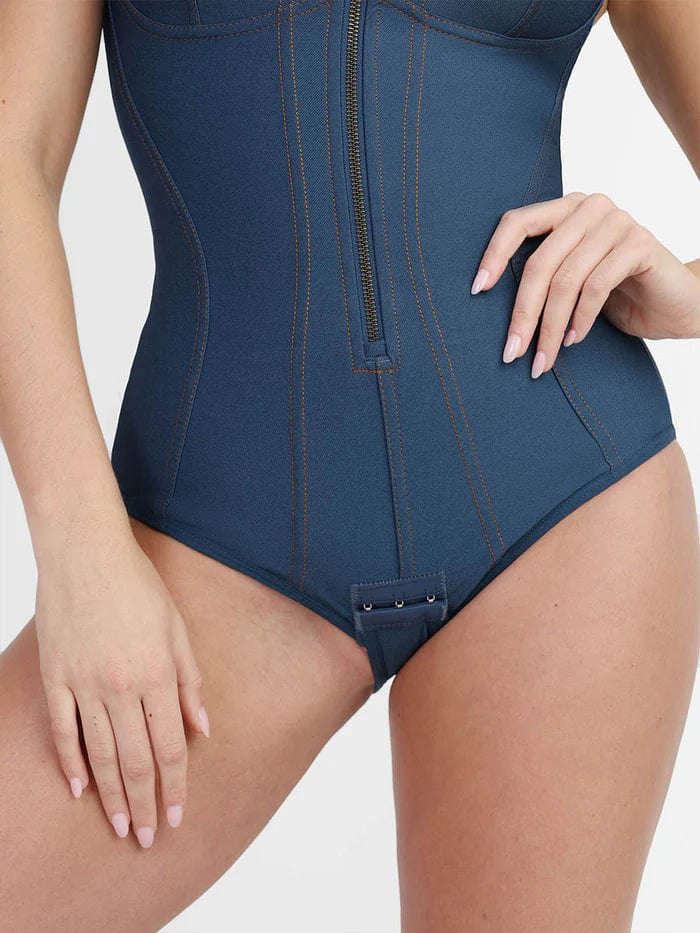 Valantomode | High-Performance Tummy Control Denim Shapewear Bodysuit