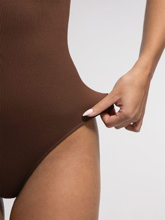 Valantomode | Seamless Ribbed Sleeveless Shapewear Bodysuit with Front Zip Closure