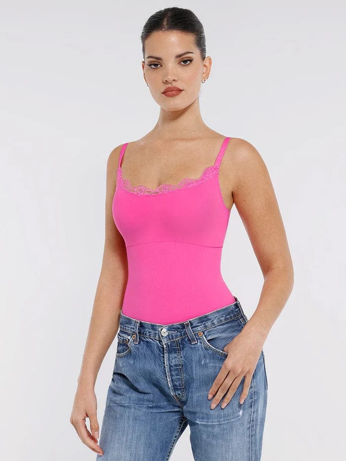 Valantomode | Smooth Lace-Trimmed Slimming Cami Bodysuit