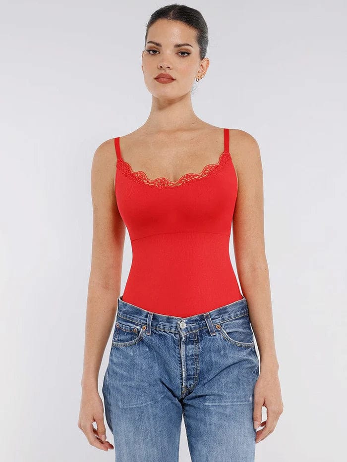 Valantomode | Smooth Lace-Trimmed Slimming Cami Bodysuit