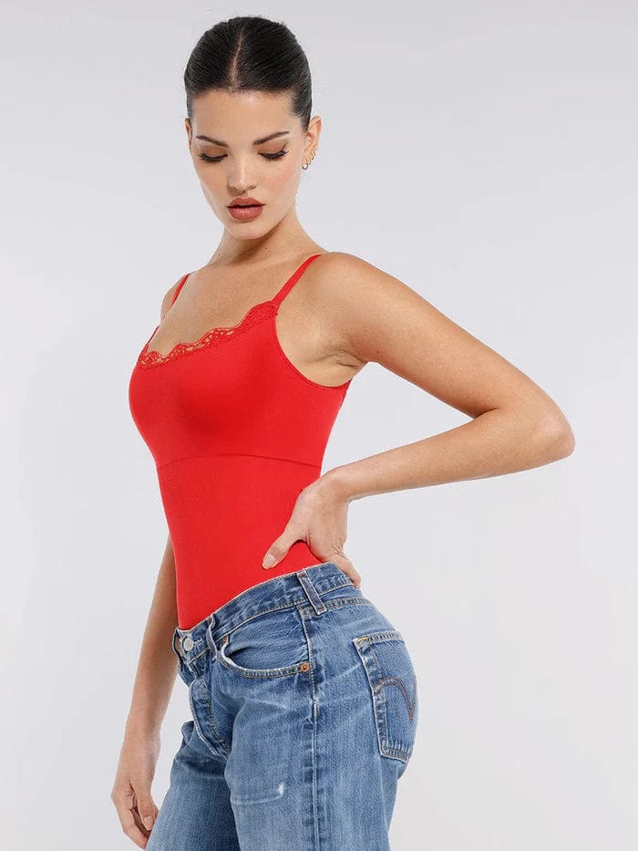 Valantomode | Smooth Lace-Trimmed Slimming Cami Bodysuit