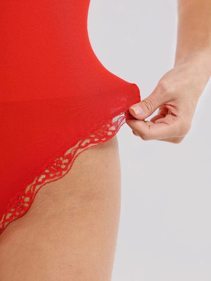 Valantomode | Smooth Lace-Trimmed Slimming Cami Bodysuit