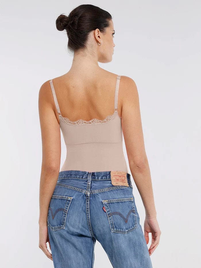 Valantomode | Smooth Lace-Trimmed Slimming Cami Bodysuit