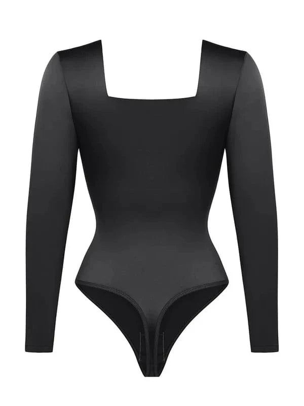 Valantomode | Chic Long Sleeve Bodysuit with Square Neckline and Sculpting Fit