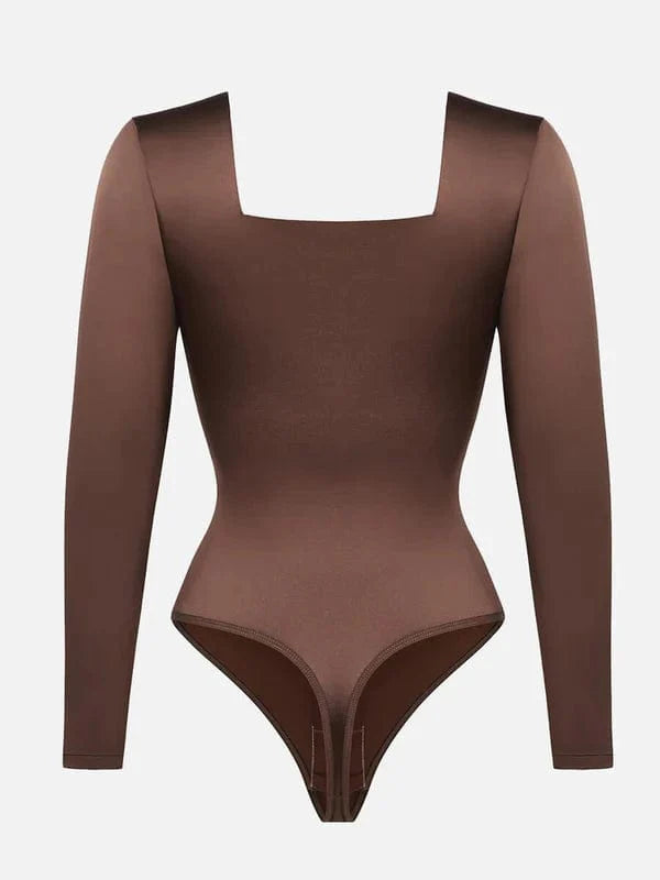 Valantomode | Chic Long Sleeve Bodysuit with Square Neckline and Sculpting Fit
