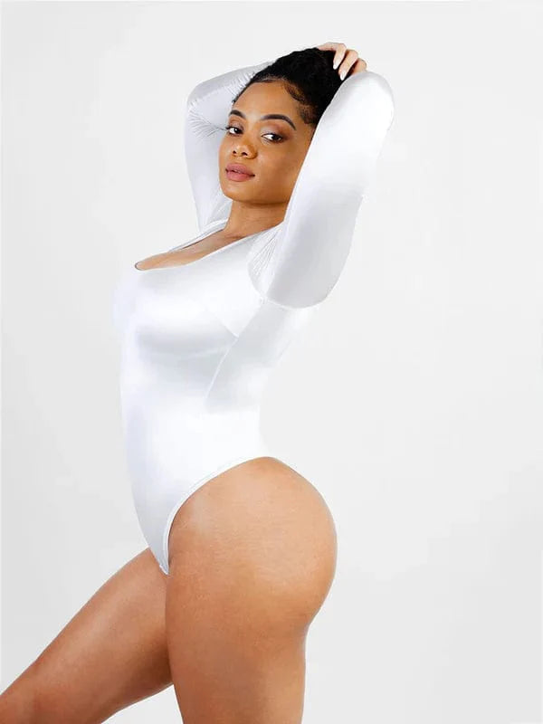 Valantomode | Chic Long Sleeve Bodysuit with Square Neckline and Sculpting Fit