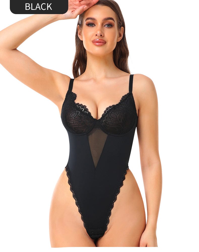 Valantomode | Lace Shapewear Bodysuit with Built-In Bra for Sculpting Low Back