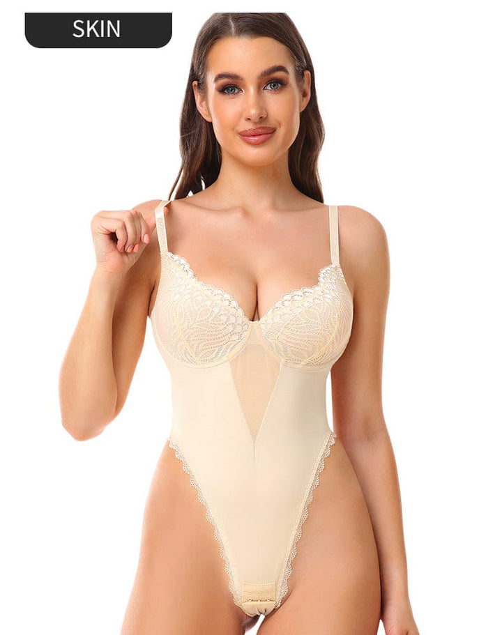 Valantomode | Lace Shapewear Bodysuit with Built-In Bra for Sculpting Low Back