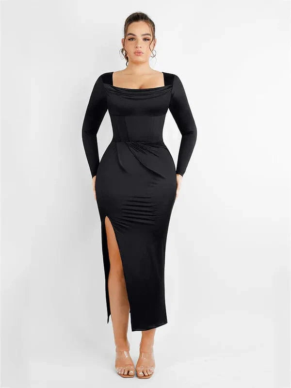 Valantomode | Square Neck Tummy Control Bodysuit with Removable Pads