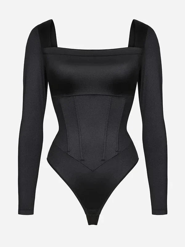Valantomode | Square Neck Tummy Control Bodysuit with Removable Pads