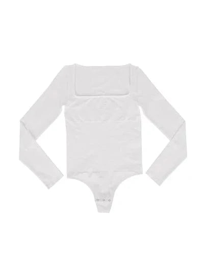 Valantomode | Long Sleeve Shapewear Bodysuit with Square Neck and Tummy Control