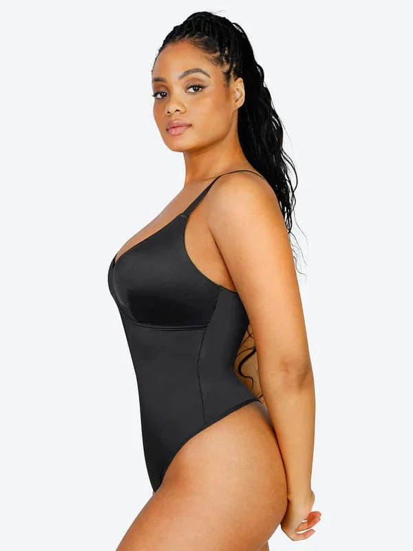 Valantomode | Shaping Thong Bodysuit with Tummy Control and Elastic Mesh