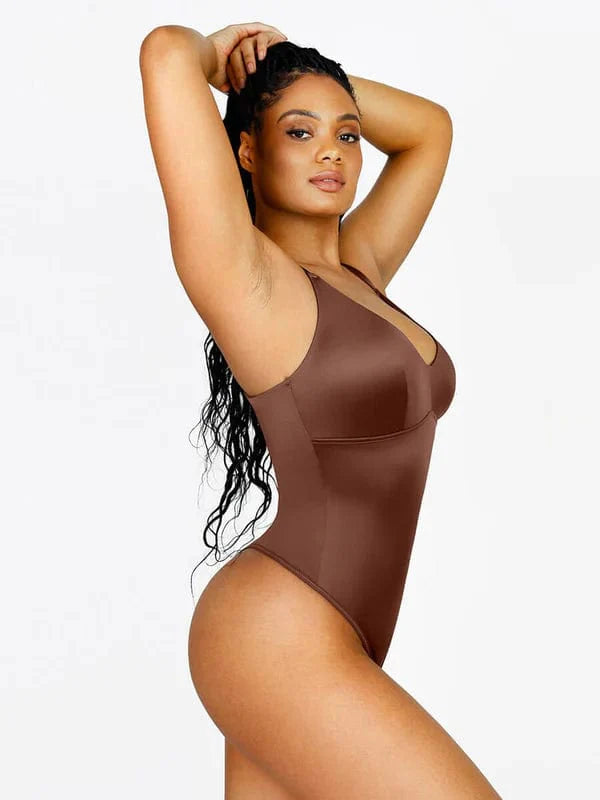Valantomode | Shaping Thong Bodysuit with Tummy Control and Elastic Mesh