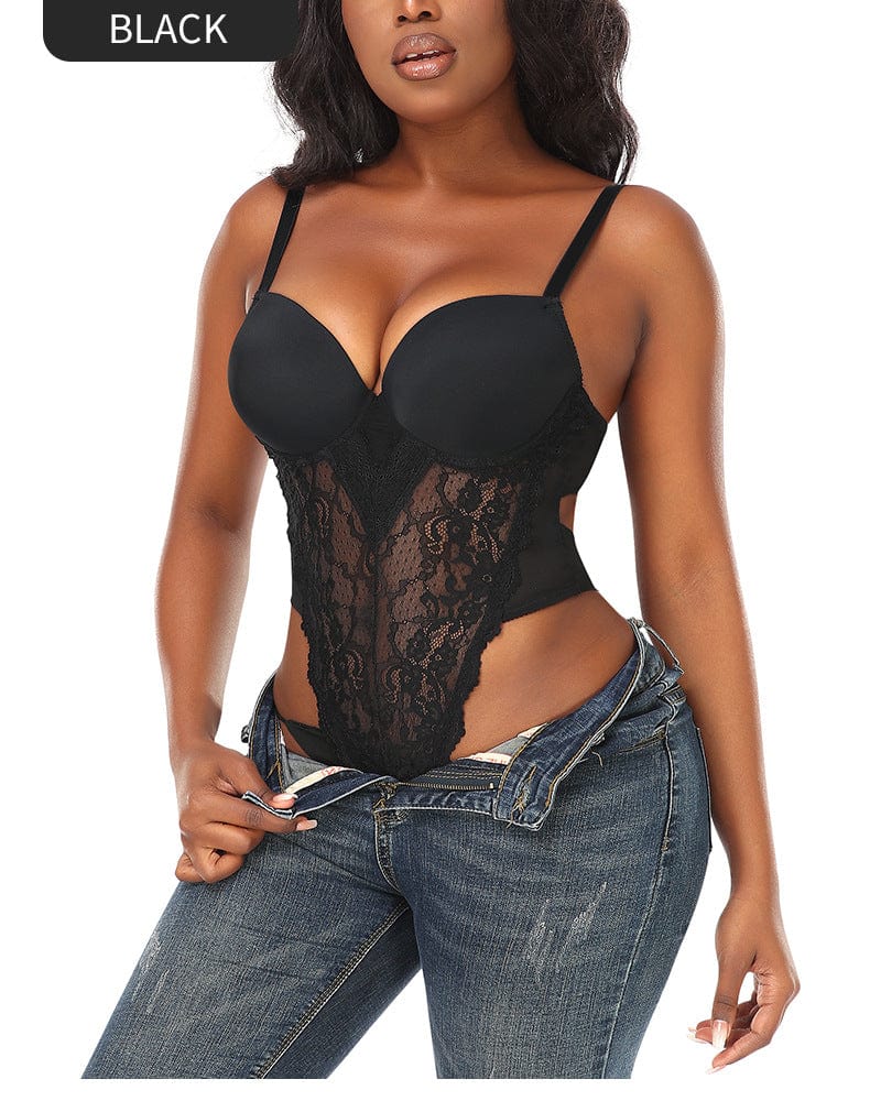 Valantomode | Lace Suspender Tights and Bodysuit Shapewear with Tummy Control