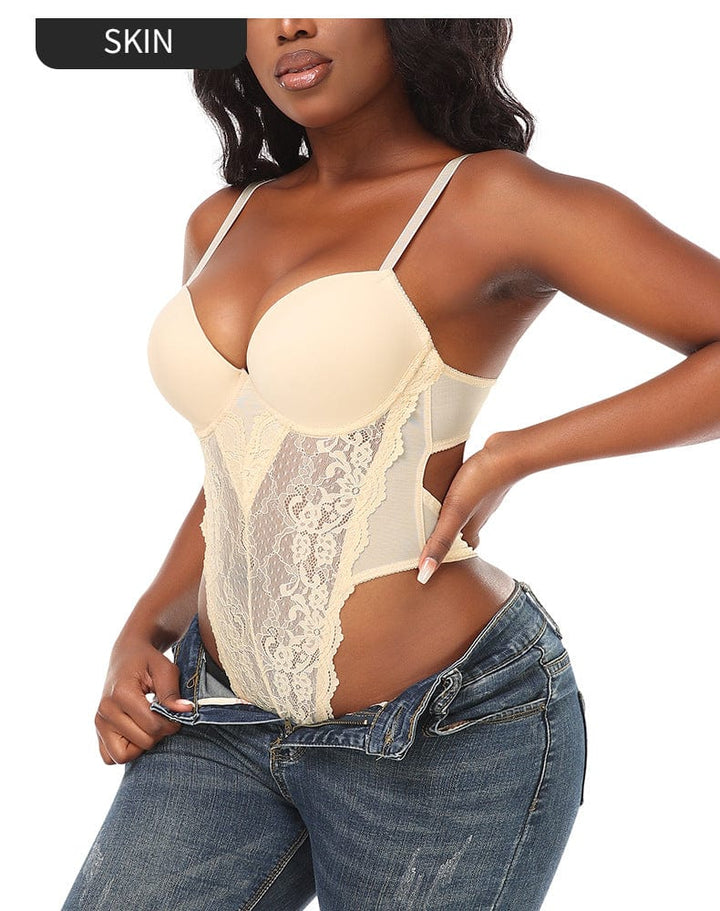 Valantomode | Lace Suspender Tights and Bodysuit Shapewear with Tummy Control