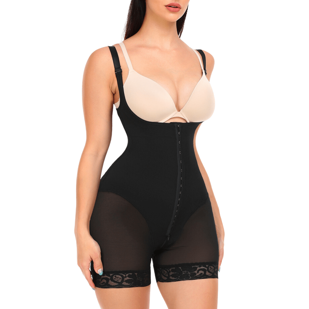 Valantomode | Open Bust Tummy Control Shapewear Bodysuit with Hook & Eye Fastening