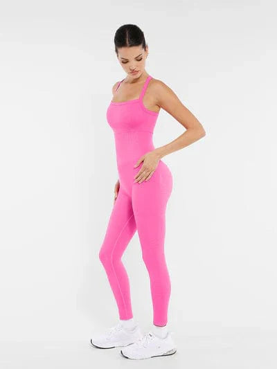 Valantomode | Seamless Yoga Bodysuit with Built-in Bra and Sculpted Butterfly Back