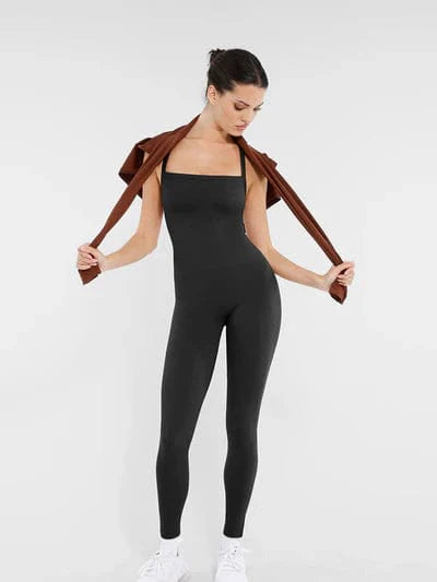 Valantomode | Seamless Yoga Bodysuit with Built-in Bra and Sculpted Butterfly Back