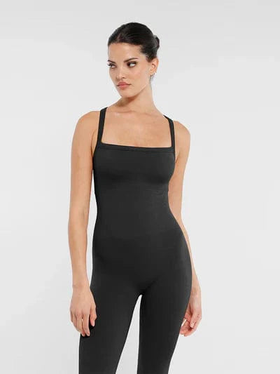 Valantomode | Seamless Yoga Bodysuit with Built-in Bra and Sculpted Butterfly Back