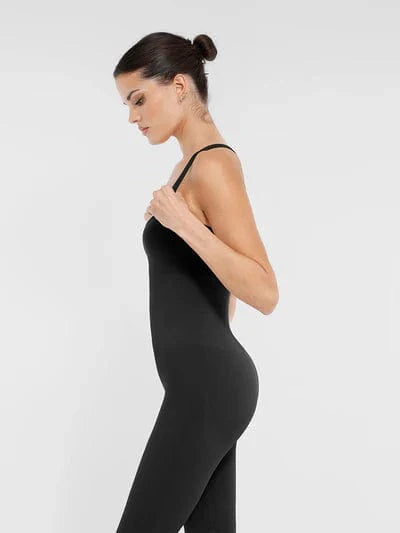 Valantomode | Seamless Yoga Bodysuit with Built-in Bra and Sculpted Butterfly Back
