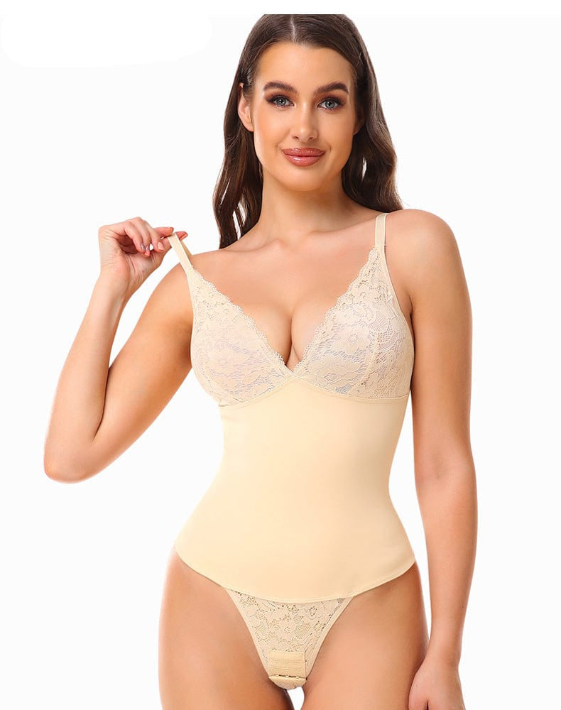 Valantomode | Shaping Bodysuit with Built-In Bra and Lace Underwear for a Slimmer Waist