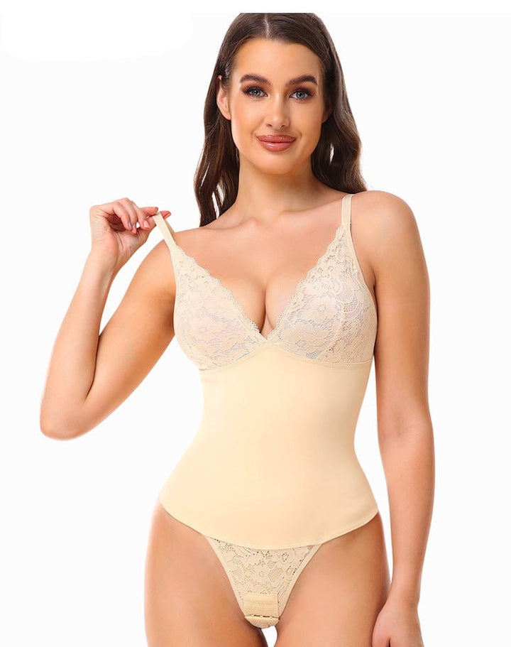 Valantomode | Shaping Bodysuit with Built-In Bra and Lace Underwear for a Slimmer Waist