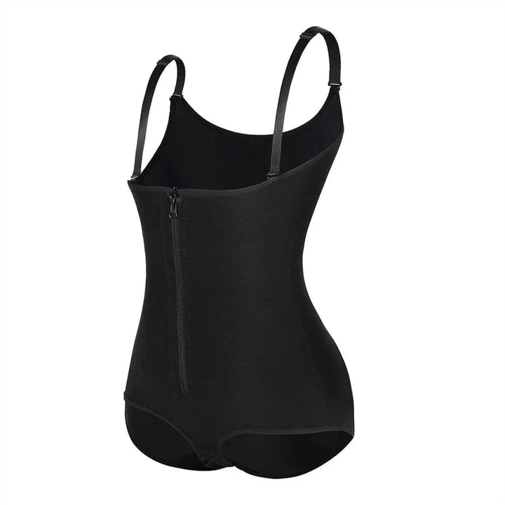 Valantomode | Front Zipper Waist Trainer Bodysuit with Adjustable Straps