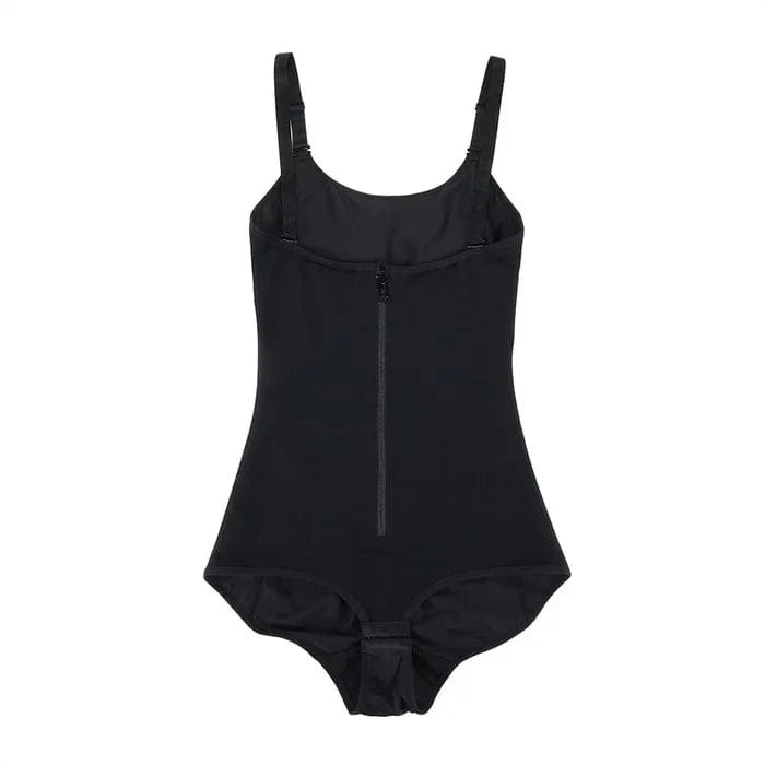Valantomode | Front Zipper Waist Trainer Bodysuit with Adjustable Straps