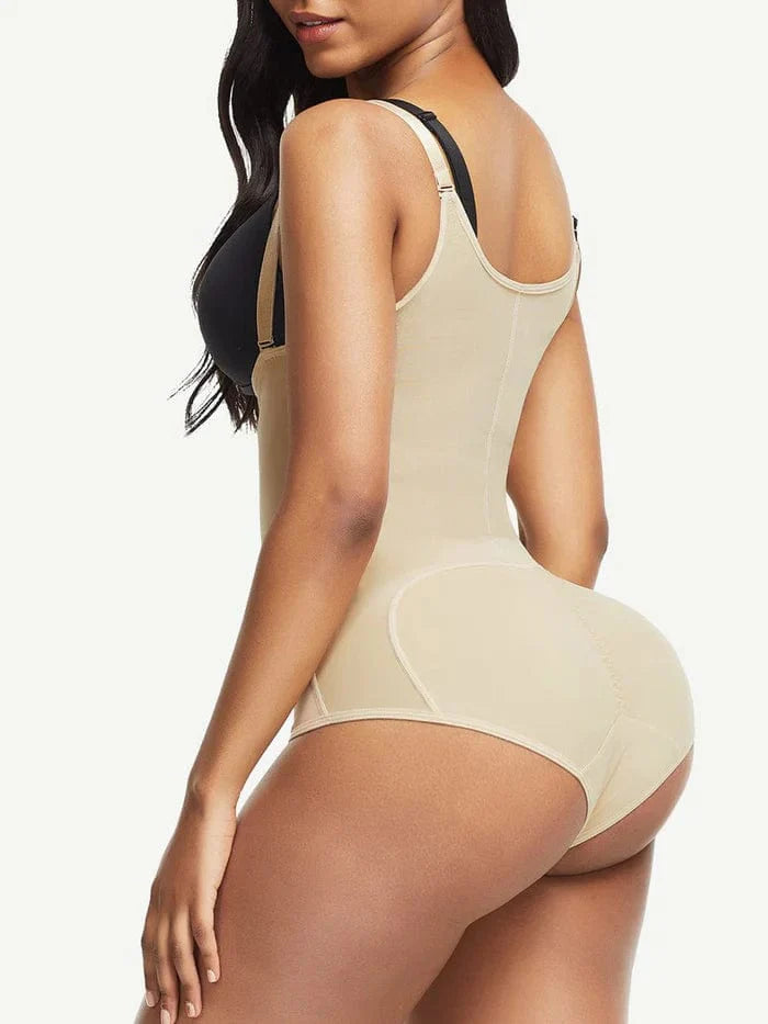 Valantomode | Front Zipper Waist Trainer Bodysuit with Adjustable Straps