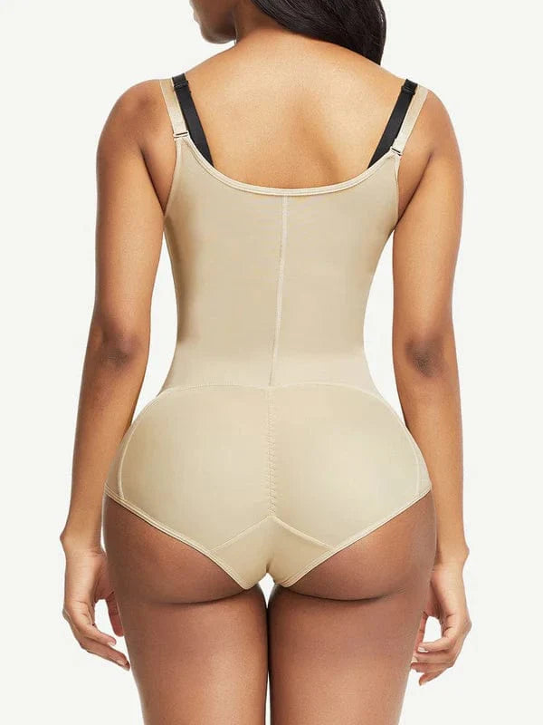 Valantomode | Front Zipper Waist Trainer Bodysuit with Adjustable Straps