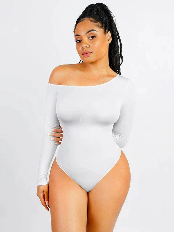 Valantomode | One-Shoulder Long Sleeve Shapewear Thong Bodysuit