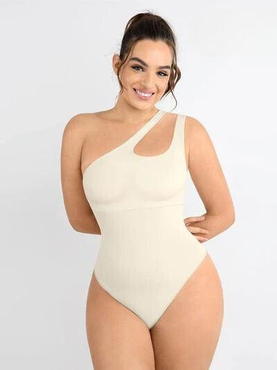Valantomode | One-Shoulder Shapewear Bodysuit with Tummy Control