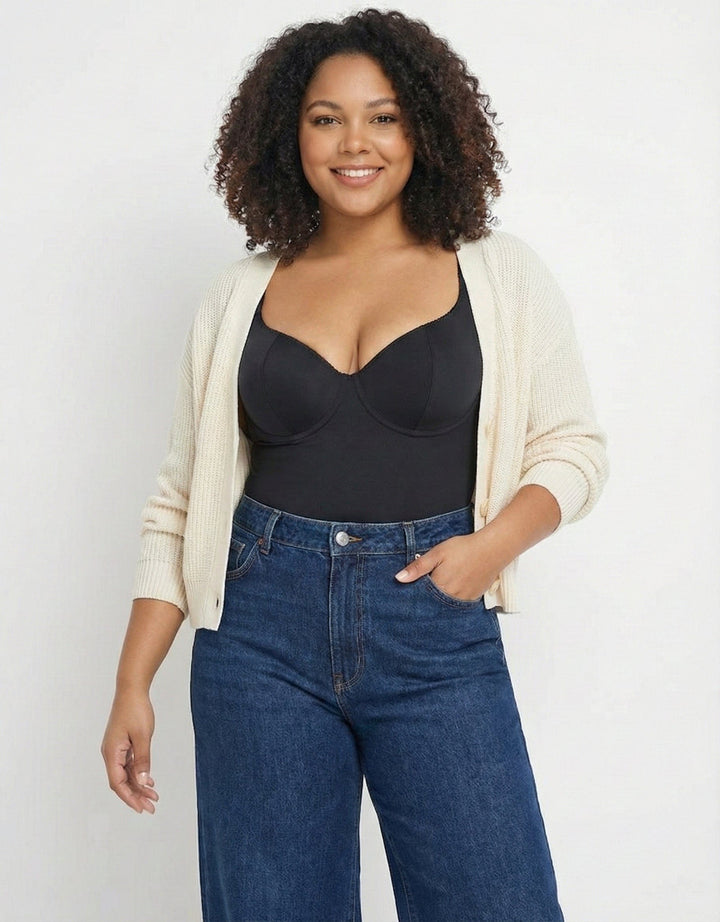 Valantomode | Adjustable Straps Women's Shaping Bodysuit with Tummy Control and Bust Support