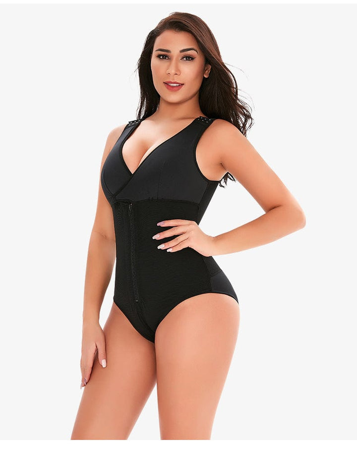 Valantomode | Adjustable Straps Zippered Tummy Control Shapewear Bodysuit