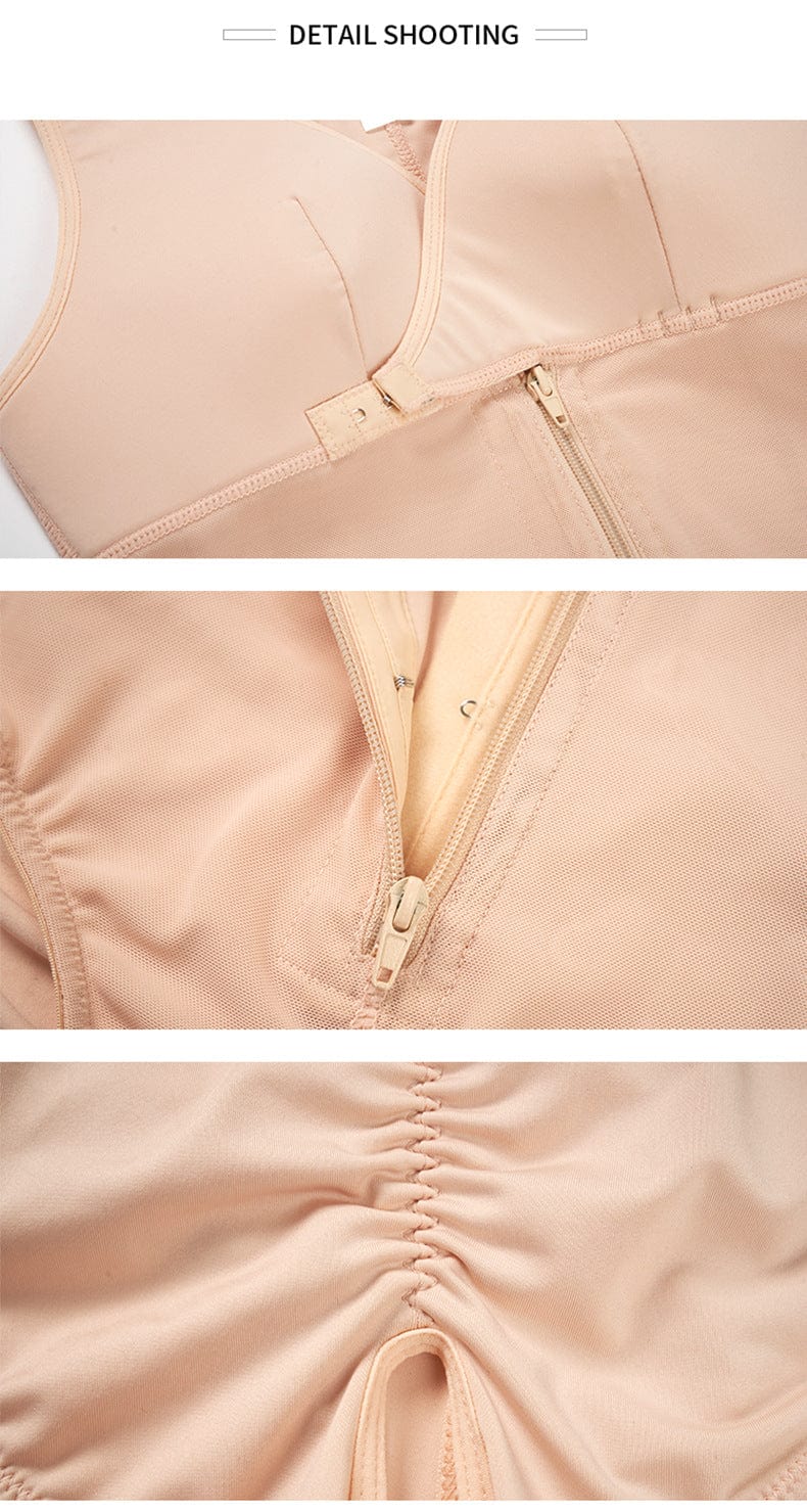 Valantomode | Adjustable Straps Zippered Tummy Control Shapewear Bodysuit