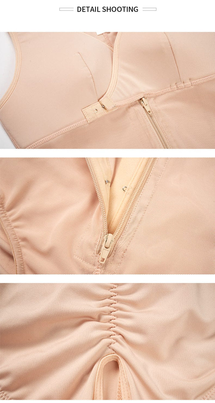 Valantomode | Adjustable Straps Zippered Tummy Control Shapewear Bodysuit
