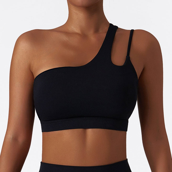 Valantomode | High Support One-Shoulder Asymmetrical Sports Bra for Women with Removable Pads