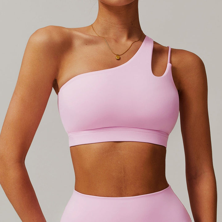 Valantomode | High Support One-Shoulder Asymmetrical Sports Bra for Women with Removable Pads