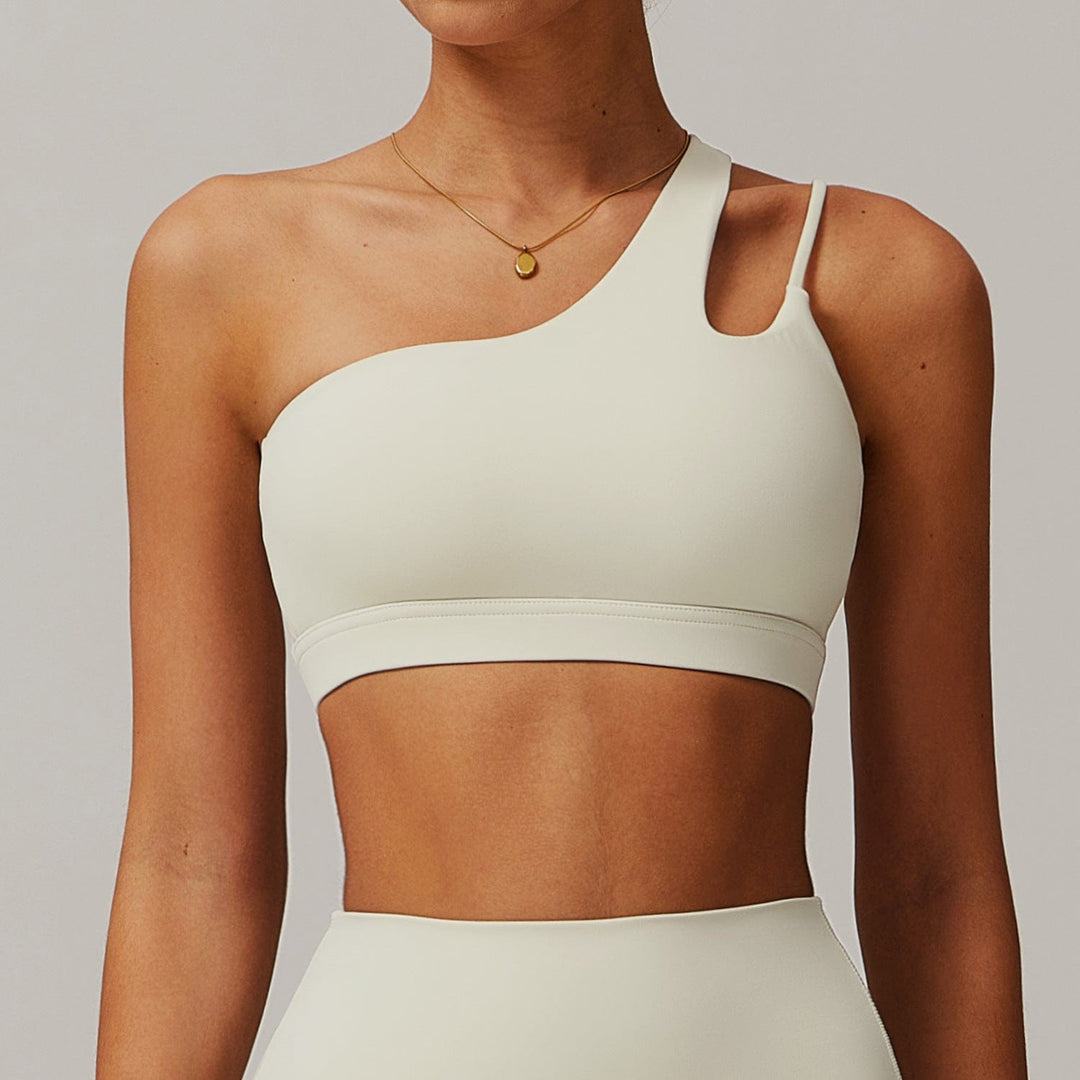 Valantomode | High Support One-Shoulder Asymmetrical Sports Bra for Women with Removable Pads
