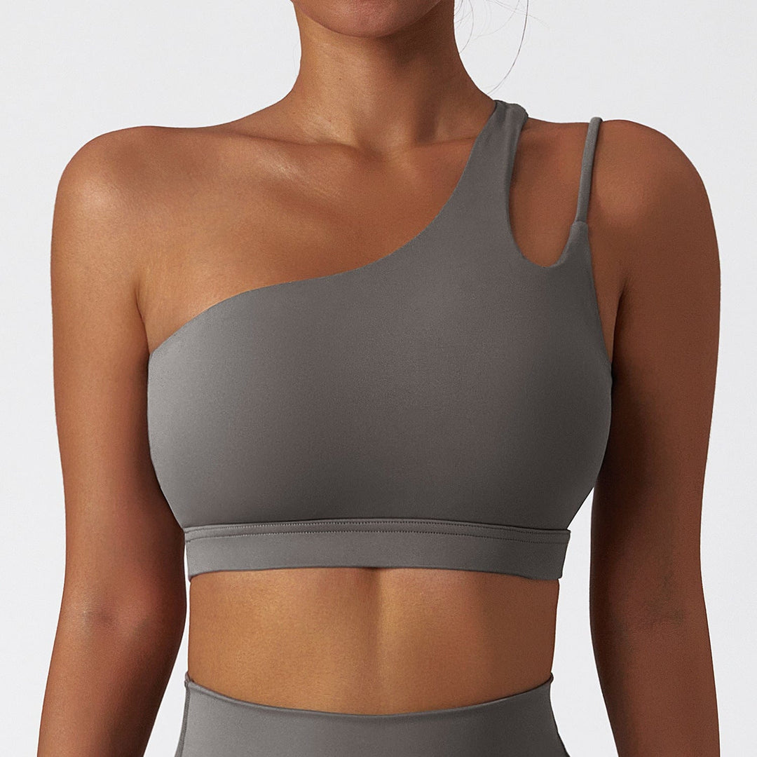 Valantomode | High Support One-Shoulder Asymmetrical Sports Bra for Women with Removable Pads