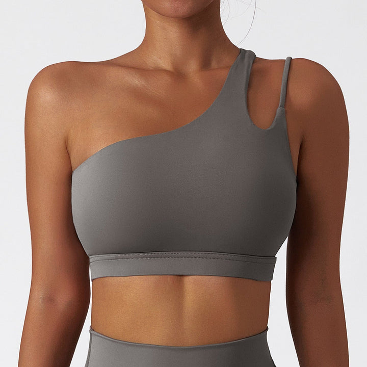 Valantomode | High Support One-Shoulder Asymmetrical Sports Bra for Women with Removable Pads