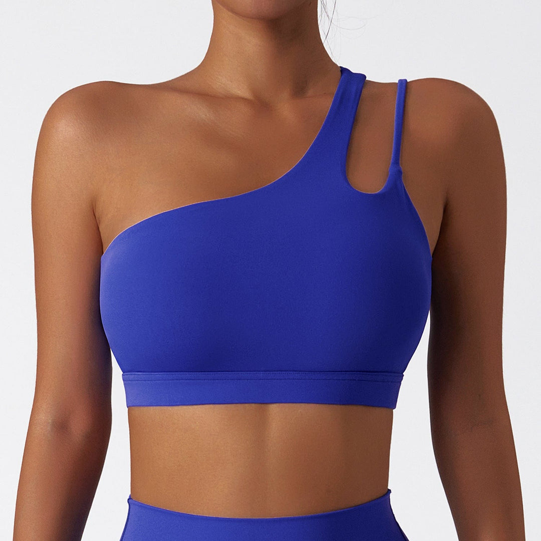 Valantomode | High Support One-Shoulder Asymmetrical Sports Bra for Women with Removable Pads