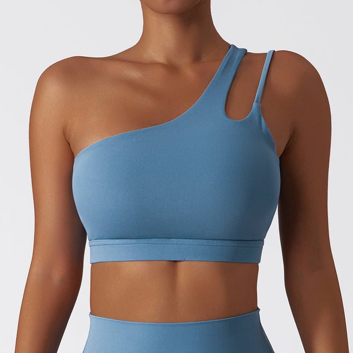 Valantomode | High Support One-Shoulder Asymmetrical Sports Bra for Women with Removable Pads